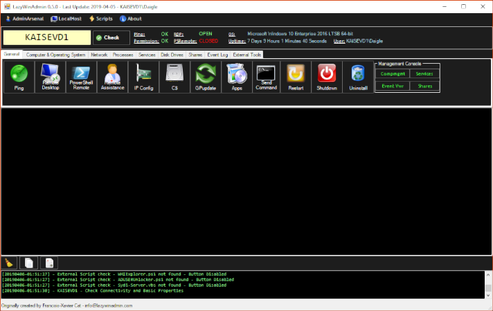 LazyWinAdmin Main Screen